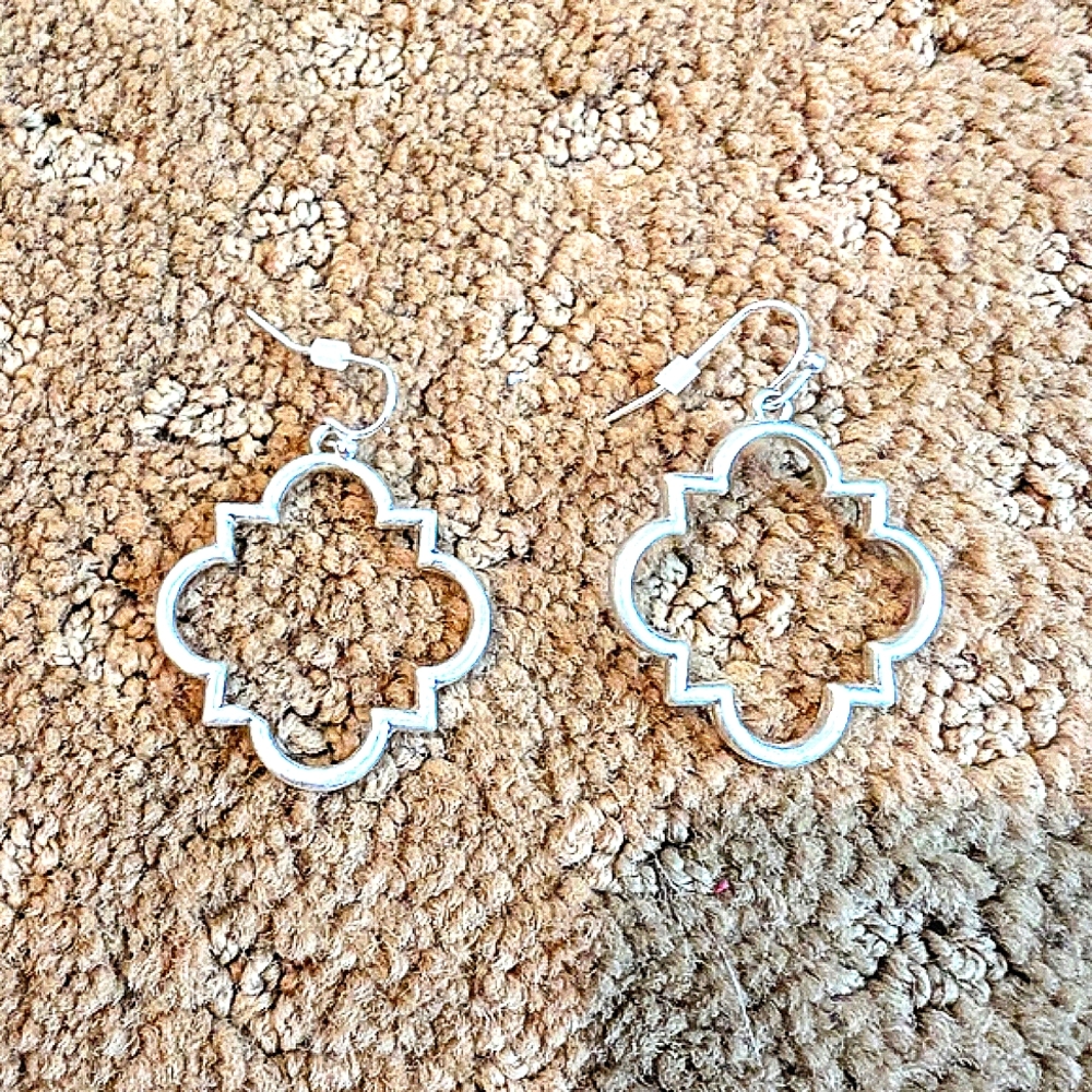 Matte Silver Tone Costume Earrings